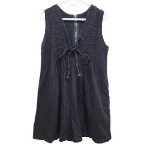 Womens Black Sleeveless Pleated overalls Shorts Tie Front Back Zip Size S